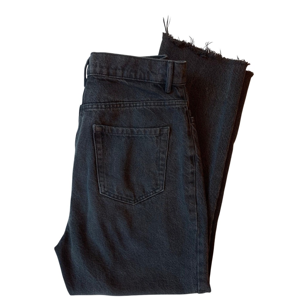 PacSun High Rise Straight Leg Jeans Womens 28 Black Frayed Hem Button Fly Denim - Picture 8 of 11